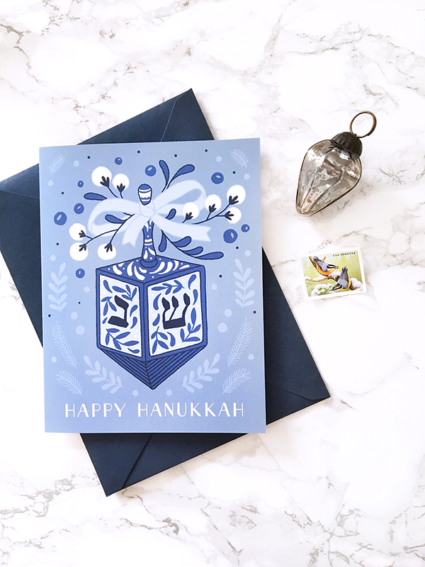 Festive Dreidel Hanukkah Card