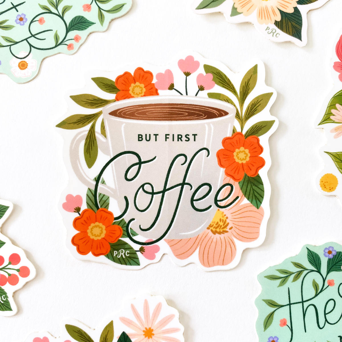 NEW! But First Coffee Sticker – Paper Raven Co.