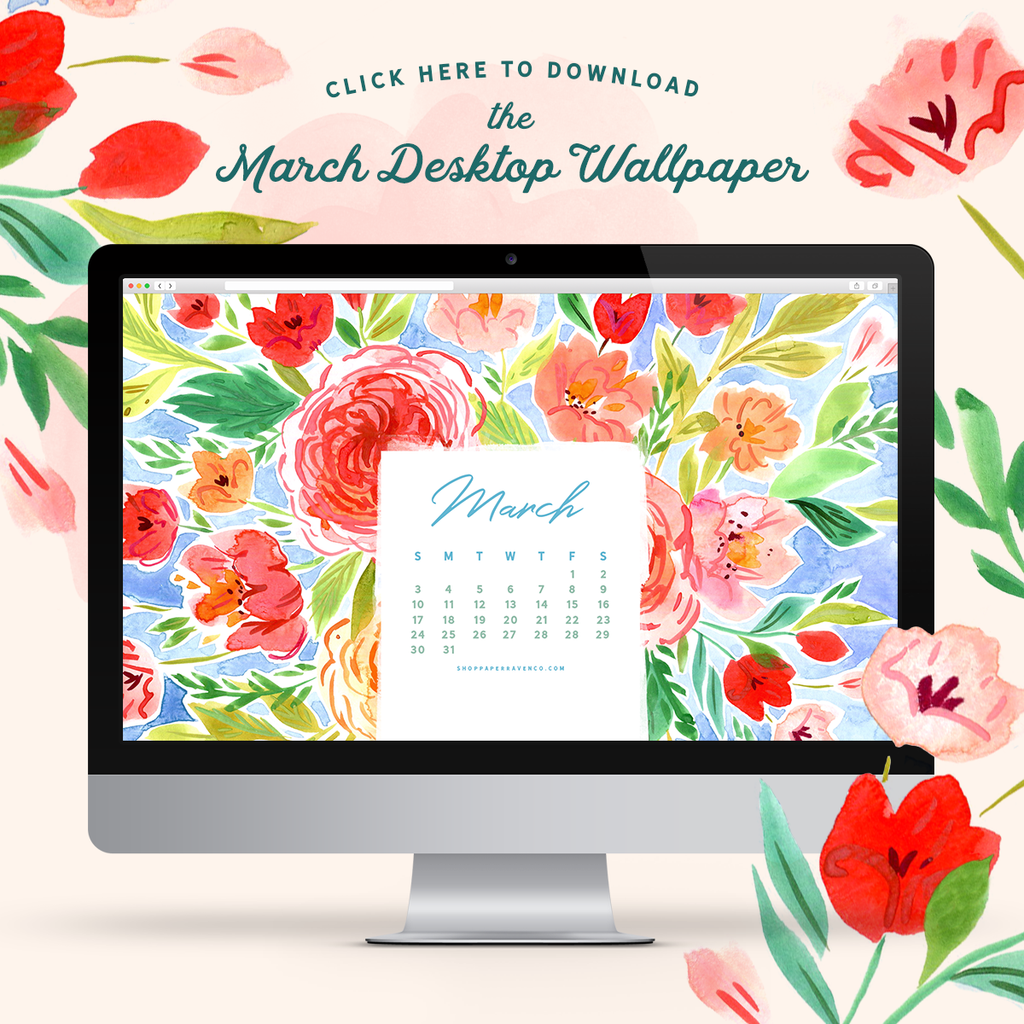 March 2019 Illustrated Desktop Wallpaper