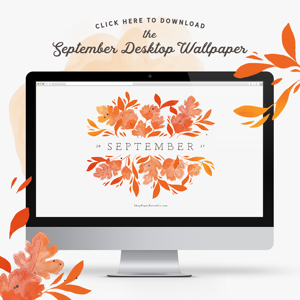 September Illustrated Desktop Wallpaper – Paper Raven Co.