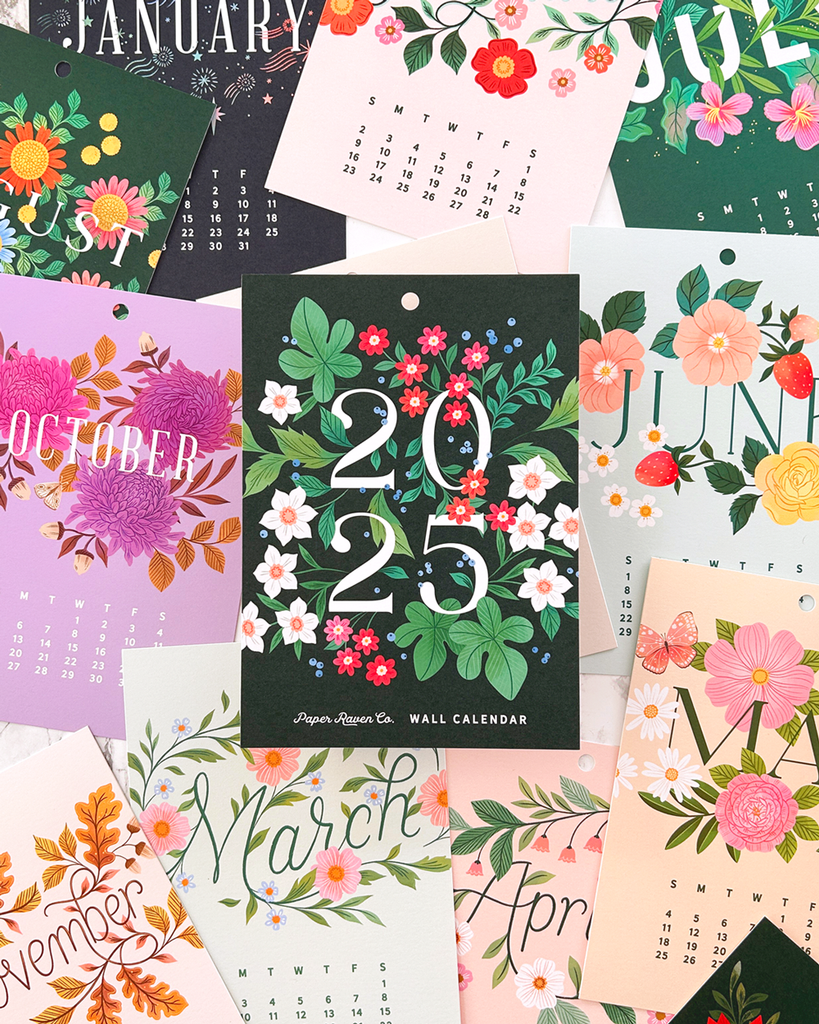 50% Off: 2025 Illustrated Wall Calendar: Floral Symphony