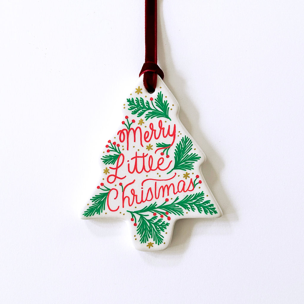 Tree Ornament - Merry Little Christmas - Red Velvet Ribbon