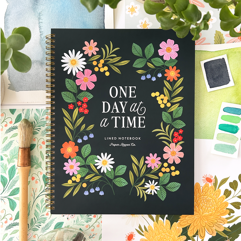 One Day At a Time - Dark: Hardcover Spiral Notebook
