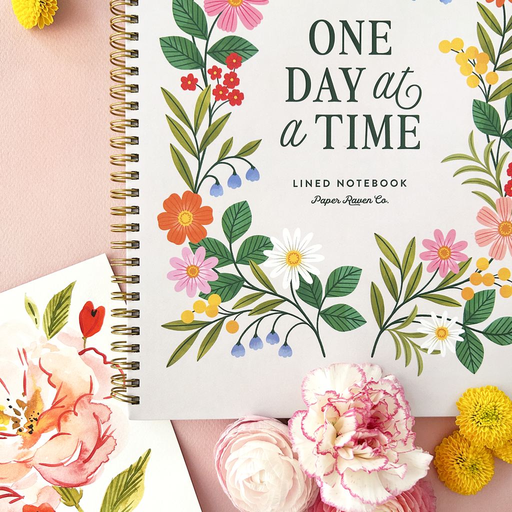 One Day At a Time - Light: Hardcover Spiral Notebook