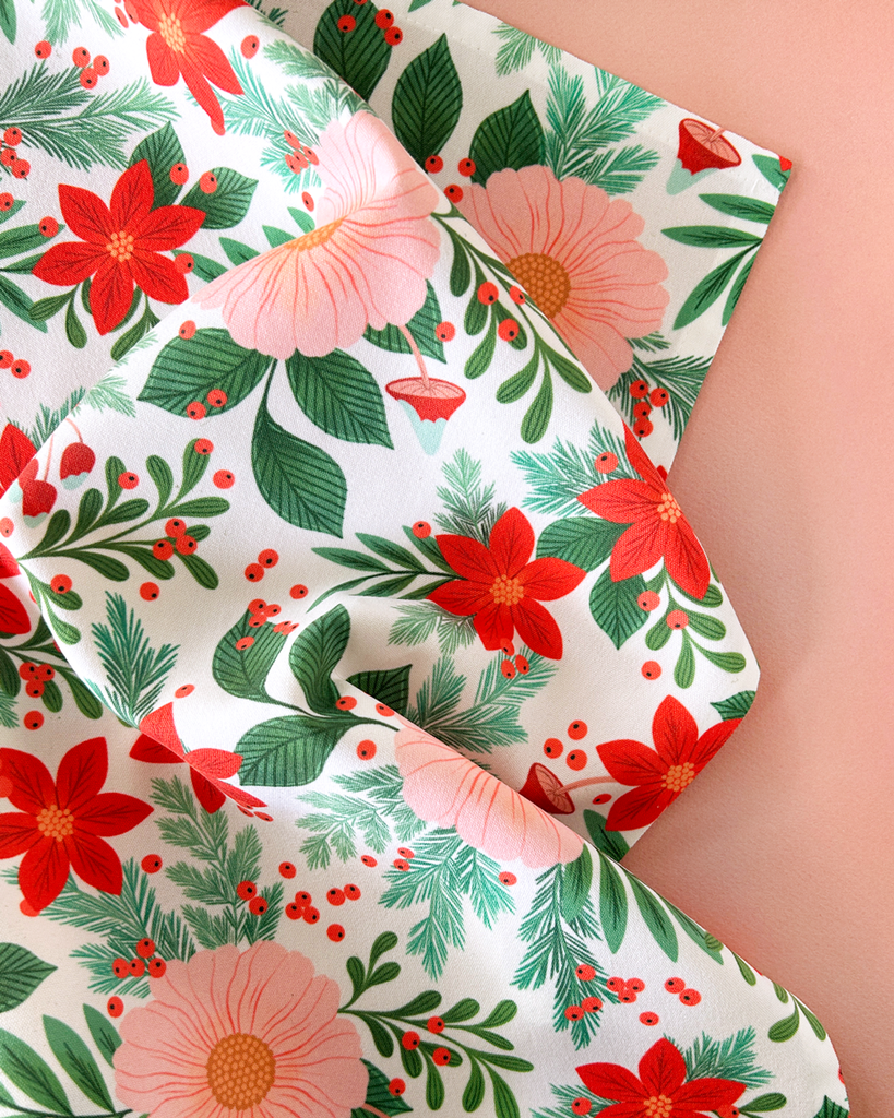 Poinsettia Bouquet Tea Towel