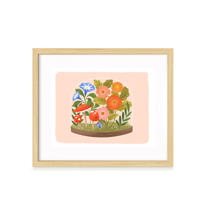 Terrarium: Mushrooms and Morning Glories Fine Art Print