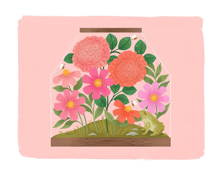 Terrarium: Roses and Daisies Fine Art Print