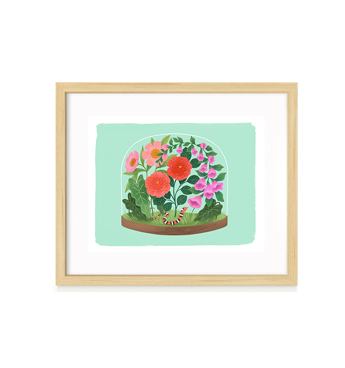 Terrarium: Roses and Foxgloves Fine Art Print