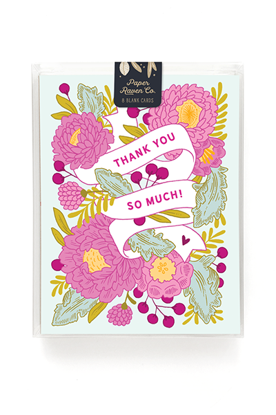 Floral Banner Thank You Card