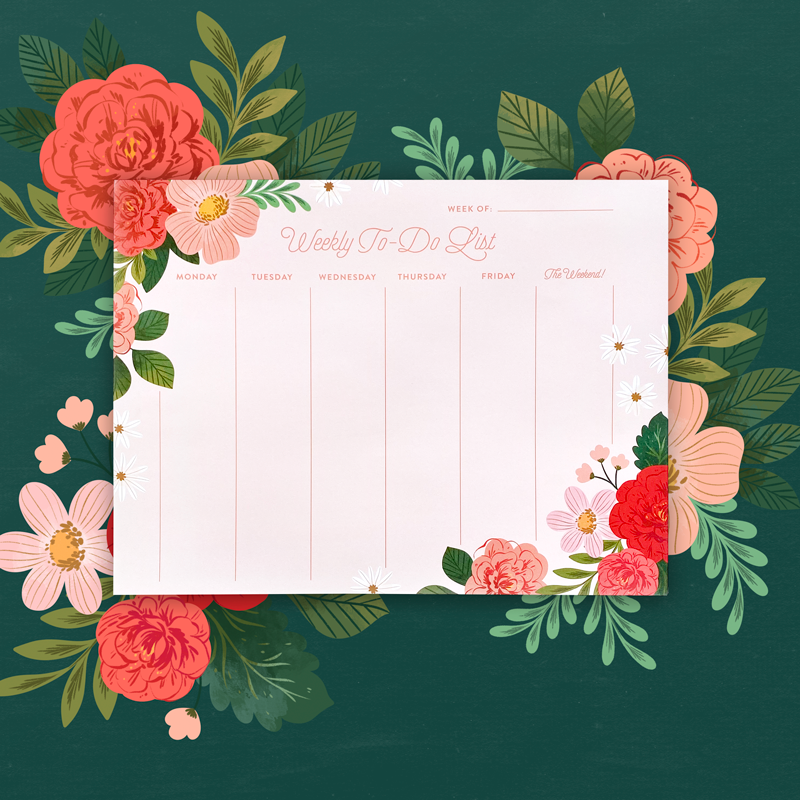 Floral Desk Pad Weekly Planner