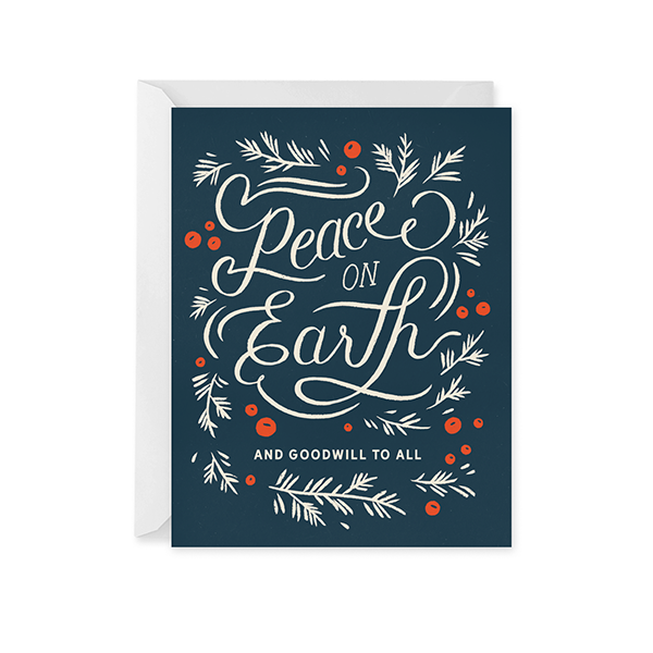 Peace on Earth Calligraphy Holiday Card