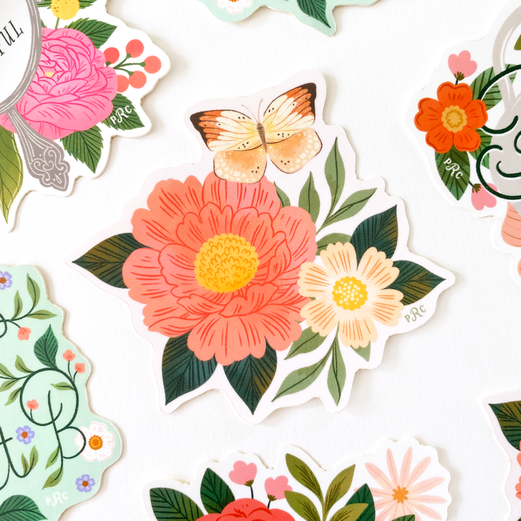 NEW! Butterfly Floral Cluster Sticker