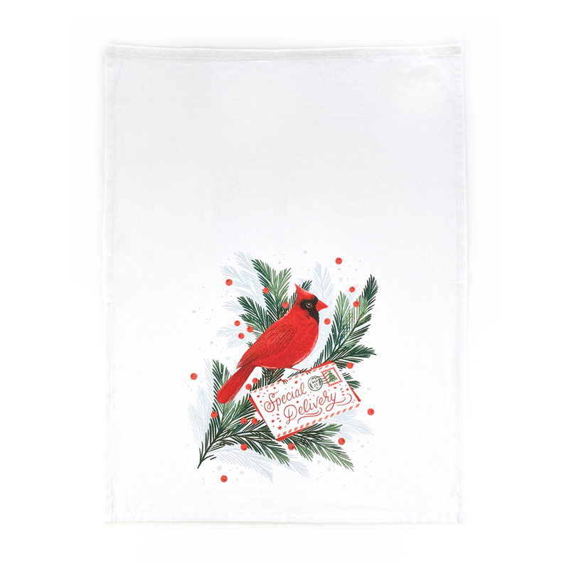Cardinal Christmas Tea Towel